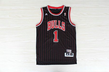Maillot De Basket Chicago Bulls Derrick Rose 1Tissus Sportif Fans Edition Noir Rouge